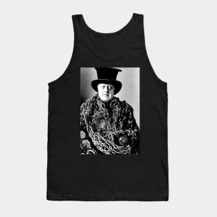 Black and White Cyberpunk Aleister Crowley The Great Beast of Thelema painted in a Surrealist and Impressionist style Tank Top